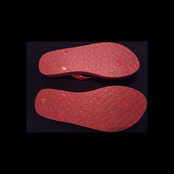 Coach Women's Red Abbigail Flip Flops NWOT - Picture 2 of 6